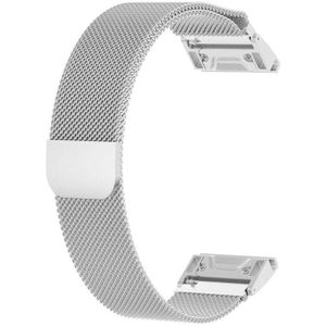 Voor Garmin fenix 5 Milan metalen horlogeband van metaal roestvrijstaal (zilver)  grootte: 26MM