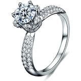 XJZ012 925 Sterling Silver Moissanite Ring Crown Ring Engagement Jewelry  Size: 6(White Gold)