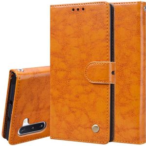 Voor Galaxy Note 10 Business stijl olie Wax textuur horizontale Flip lederen draagtas met houder & kaartsleuven & portemonnee (oranje-geel)