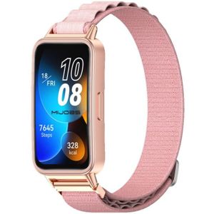Voor Huawei Band 8 Mijobs nylon ademende horlogeband (roze + rosgoud)
