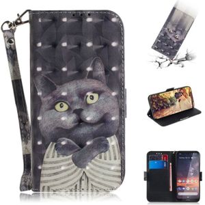 3D gekleurde tekening knuffel Cat patroon horizontale Flip lederen case voor Nokia 3 2  met houder & card slots & portemonnee
