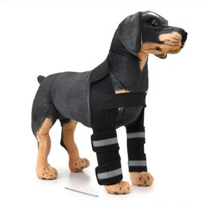 Pet Dog Leg Knee Guard Chirurgie Letsel Beschermende Hoes  Maat: S (Steunstrips Model (Zwart) )