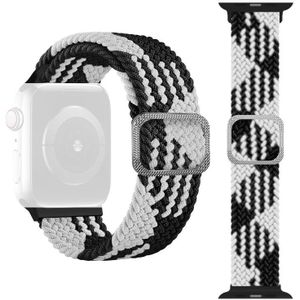 Gesp gevlochten elastische band horlogeband voor Apple Watch Series 6 & SE & 5 & 4 44mm / 3 & 2 & 1 42mm (zwart en wit)