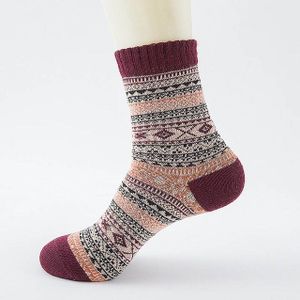 3 paar dik konijn wol nationale wind vierkante buis sokken voor mannen (rood)