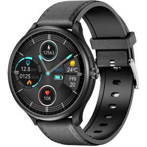 M3 1 28 inch TFT kleurscherm Smart horloge  ondersteuning Bluetooth -oproep/lichaamstemperatuurbewaking  stijl: zwart lederen band
