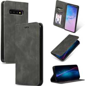 Retro huid voelen Business magnetische horizontale Flip lederen case voor Samsung Galaxy S10?? (donkergrijs)