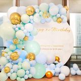 Macaron Green en Blue Balloon Chain Pakket Verjaardagsfeestje Achtergrond Muur Decoratie Ballon Combinatie