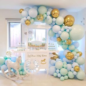 Macaron Green en Blue Balloon Chain Pakket Verjaardagsfeestje Achtergrond Muur Decoratie Ballon Combinatie