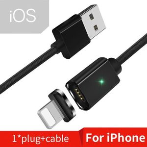 2 PC's ESSAGER Smartphone snel opladen en Data transmissie magnetische kabel  kleur: zwart iOS Cable(1m)