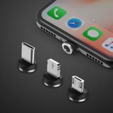 3 in 1 USB naar 8 Pin + Type-C/USB-C + Micro USB Magnetic Metal Interface Nylon Vlechten oplaadkabel  lengte: 1m (Goud)