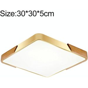 Wood Macaron LED Square Ceiling Lamp  Stepless Dimming  Size:30cm(Gold)