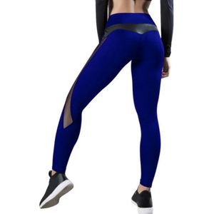 Vrouwen leggings sexy broek push-up fitness sportschool Leggins Running mesh Leggins naadloze training broek L (Royal Blue)