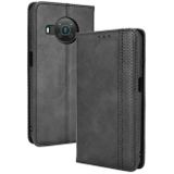 Voor Nokia X10 / x20 Magnetische gesp Retro Crazy Horse Textuur Horizontale Flip Leren Case met Houder & Card Slots & Fotolijst (Zwart)