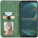 Voor Sony Xperia 5 III Retro Huid Feel Business Magnetische Horizontale Flip Leren Case met Houder & Card Slots & Portemonnee & Fotolijst (Groen)