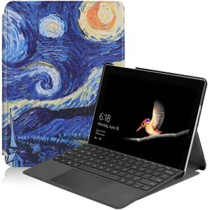 Sterrenhemel patroon gekleurde geschilderde horizontale Flip PU lederen case voor Microsoft Surface go 10 inch  met houder & pen slot