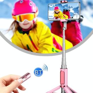 Y202 Bluetooth Selfie Stick met vloer statief staan mobiele telefoon selfie camera (roze)