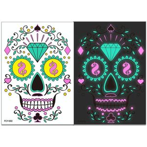 5 stks Halloween Twee-Color Luminous Funny Tattoo Stickers Face Sticker (Fcy-002)