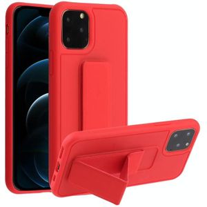 Schokbestendige PC + TPU beschermhoes met polsbandje & houder voor iPhone 12 Pro Max(Rood)