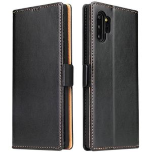 Voor Galaxy Note10 + dermis textuur PU + TPU horizontale Flip lederen draagtas met houder & kaartsleuven & portemonnee (zwart)