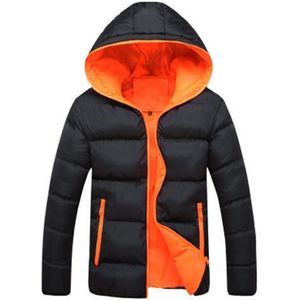 Stijlvolle slanke mannen Hooded katoen jas  maat: XXL (zwart + oranje)