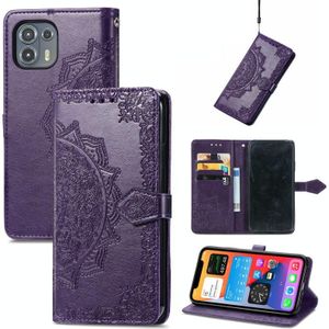 Voor Motorola Edge 20 Lite Mandala Embossing Pattern Horizontal Flip Lederen Case met Houder & Card Slots & Wallet & Lanyard (Purple)