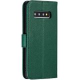 Feather patroon Litchi textuur horizontale Flip lederen draagtas met portemonnee & houder & kaartsleuven voor Galaxy S10 (groen)