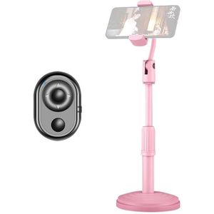 Desktop Stand Mobile Phone Tablet Live Broadcast Stand Telescopic Disc Stand  Style:Holder + Remote Control(Pink)