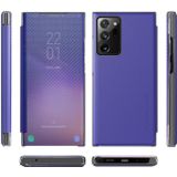 Voor Samsung Galaxy Note20 Ultra Koolstofvezel Textuur Bekijk Tijd Horizontale Flip Leren Case met Houder & Touch Call Display ID (Purple)