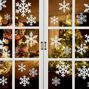 Creative Window Glass Door Removable Christmas New Year Festival Wall Sticker Decoration (White Snowflake)