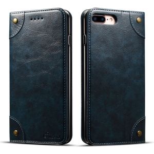 Voor iPhone 8 plus/7 plus barokke eenvoudige horizontale Flip lederen draagtas  met houder & kaartsleuven & portemonnee (blauw)