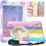 Schokbestendige kleurrijke siliconen + pc-beschermhoes met houder / schouderriem en handriem voor iPad Mini (2019) (roze)