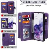 Voor Samsung Galaxy S20 Multifunctionele Magnetische koperen gesp horizontale flip effen lederen kast met 10 kaartslots & portemonnee & houder & fotolijst(paars)