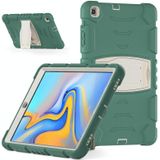 Voor Samsung Galaxy Tab A 10.1  T510 3-Layer Protection Screen Frame + PC + Siliconen Schokbestendig Combinatiecase met Houder (Emerald Green)