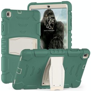 Voor Samsung Galaxy Tab A 10.1  T510 3-Layer Protection Screen Frame + PC + Siliconen Schokbestendig Combinatiecase met Houder (Emerald Green)