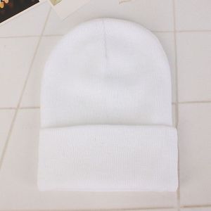Eenvoudige effen kleur warme Pullover gebreide Cap voor mannen/vrouwen (wit)