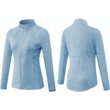 Herfst en winter rits lange mouwen sportjas voor dames (kleur: lichtblauw maat: S)