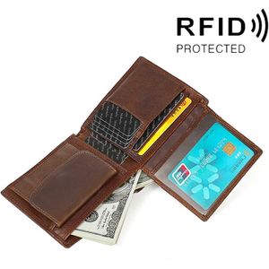 8020 horizontale retro Crazy Horse textuur leer anti-magnetische RFID portemonnee Clutch tas voor mannen  met kaartsleuven (koffie)