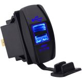 Auto waterdichte dubbele USB-oplader DC12-24V 3.1 A  met LED-indicatielampje (blauw lampje)