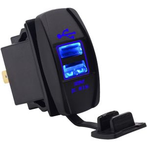 Auto waterdichte dubbele USB-oplader DC12-24V 3.1 A  met LED-indicatielampje (blauw lampje)