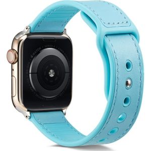 Voor Apple Watch Series 6 & SE & 5 & 4 40mm / 3 & 2 & 1 38mm Single Buckle TPU+ Genuine Leather Watchband (Lichtblauw)
