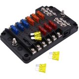 Onafhankelijke positieve en negatieve 1 in 12 uit 12 manier Circuit Blade Fuse Box zekering houder Kits met LED-Indicator van de waarschuwing voor Auto Auto Truck boot