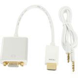 Full HD 1080P 19 Pin HDMI mannetje to VGA vrouwtje Video Adapter kabel met Audio kabel  Lengte: 22cm