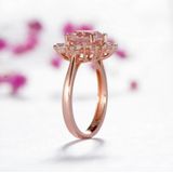 3 STKS/set sneeuw vorm edelsteen sieraden set voor vrouwen  ring maat: 6 (roze)