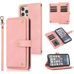 PU + TPU Horizontal Flip Leather Case with Holder & Card Slot & Wallet & Lanyard For iPhone 12 mini(Pink)