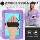 360 graden rotatie contrast kleur shockproof siliconen + pc case met houder & hand grip riem & schouderriem voor ipad 10.2 2020/2019 (paars + mint groen)