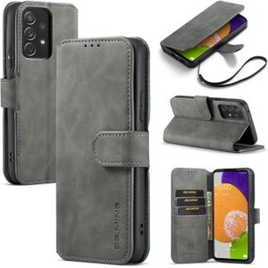 For Samsung Galaxy A53 5G DG.MING Retro Oil Side Horizontal Flip Leather Case with Holder & Card Slots & Wallet(Grey)