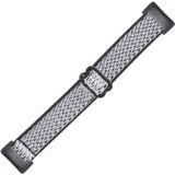Voor Fitbit Charge 5 Buckle Wave gevlochten nylon horlogeband (wit zwart)