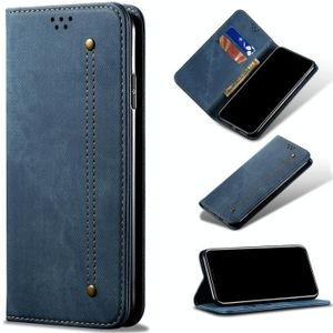 Voor Xiaomi 11T Pro Denim Texture Casual Style Horizontale Flip Lederen Case met houder & kaart slots &portemonnee (blauw)