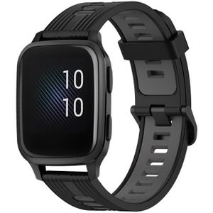 Voor Garmin Venu Sq 20 mm verticaal patroon tweekleurige siliconen horlogeband (zwart+grijs)
