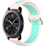 Voor Samsung Gear S3 Frontier 22 mm geperforeerde ademende sport siliconen horlogeband (roze + watereend)